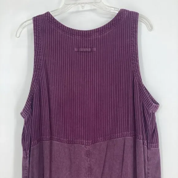 Vintage Amy K Su Tank Dress 1X Maxi Ribbed Pinafore Jumper Boho Travel - Picture 5 of 15